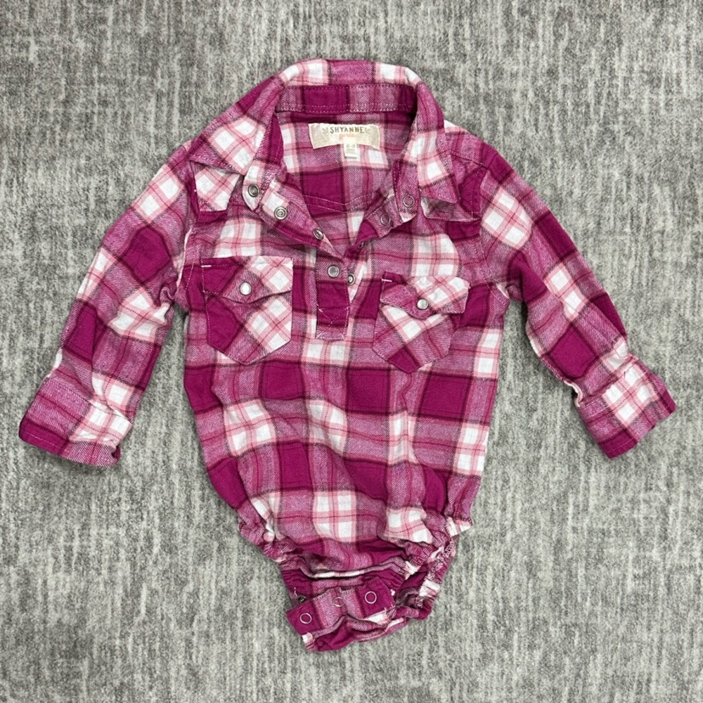 SHYANNE INFANT GIRLS' PLAID PRINT LONG SLEEVE ONESIE